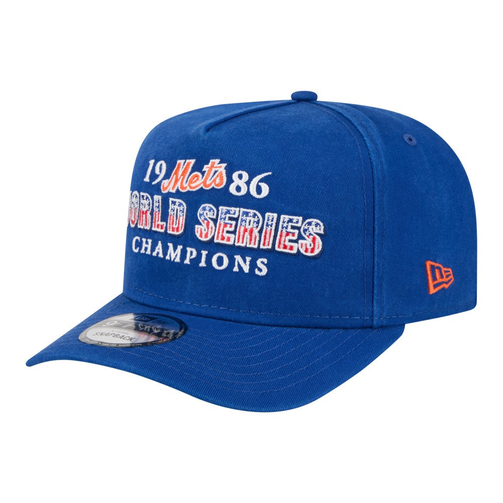 New York Mets New Era 1986 World Series Champions Throwback 9FIFTY A-Frame Snapback Hat - Royal Hats