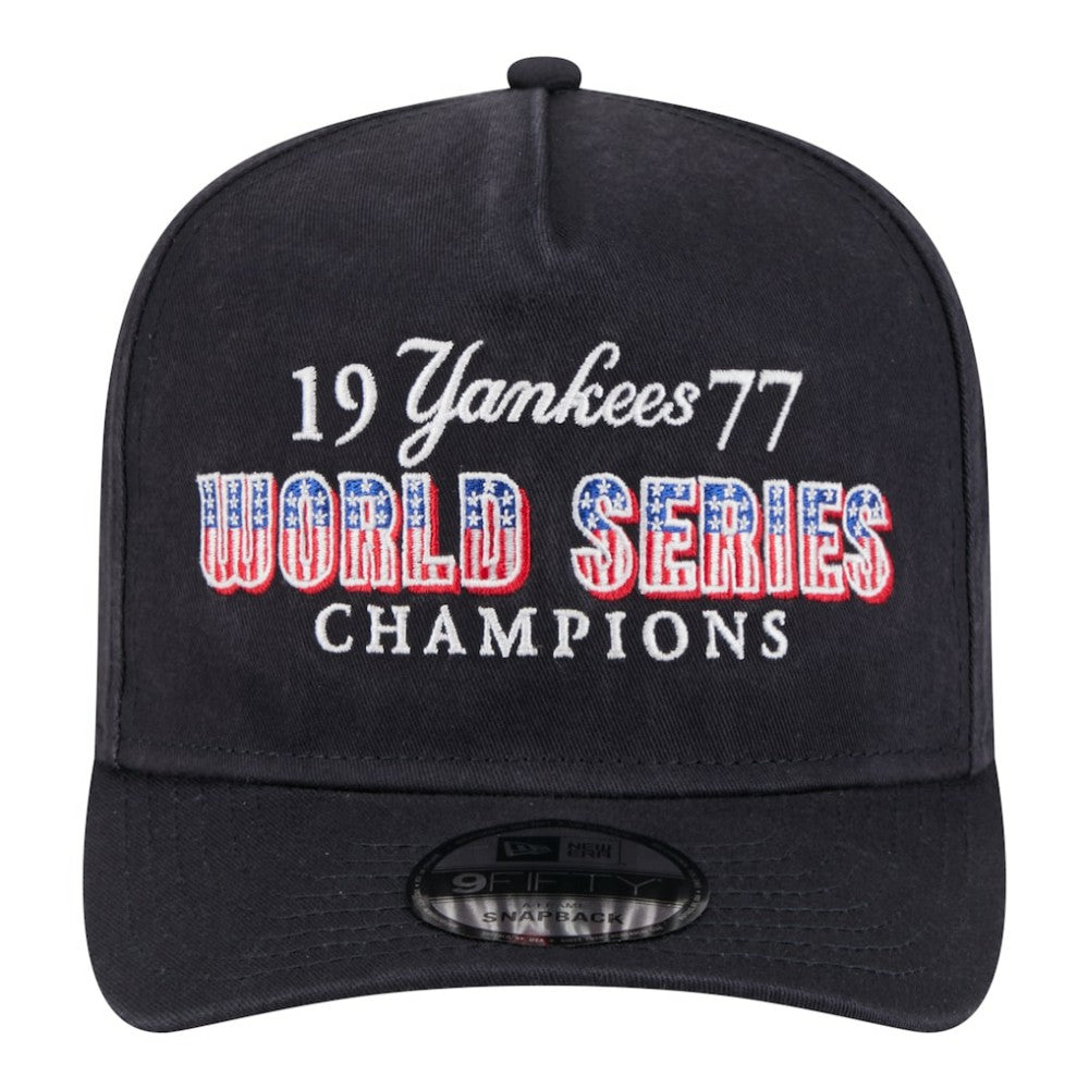 New York Yankees New Era 1977 World Series Champions Throwback 9FIFTY A-Frame Snapback Hat - Navy Hats