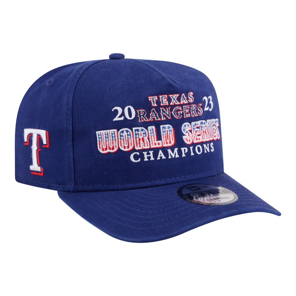 Texas Rangers New Era 2023 World Series Champions Historic 9FIFTY A-Frame Snapback Hat - Royal Hats