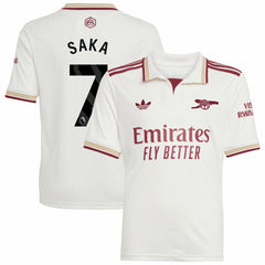 Bukayo Saka Arsenal Youth 2025/26 Third Replica Player Jersey White - Adidas sale