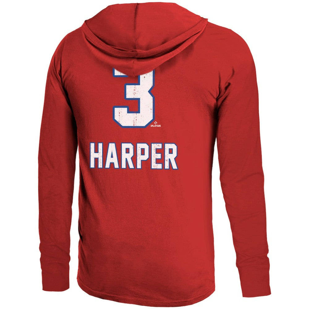 Bryce Harper Philadelphia Phillies Majestic Threads Lightweight Name & Number Hoodie - Red Hoodies