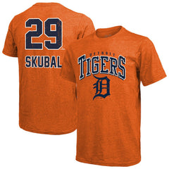 Tarik Skubal Detroit Tigers Majestic Threads Triblend Name & Number T-Shirt - Orange T-shirts