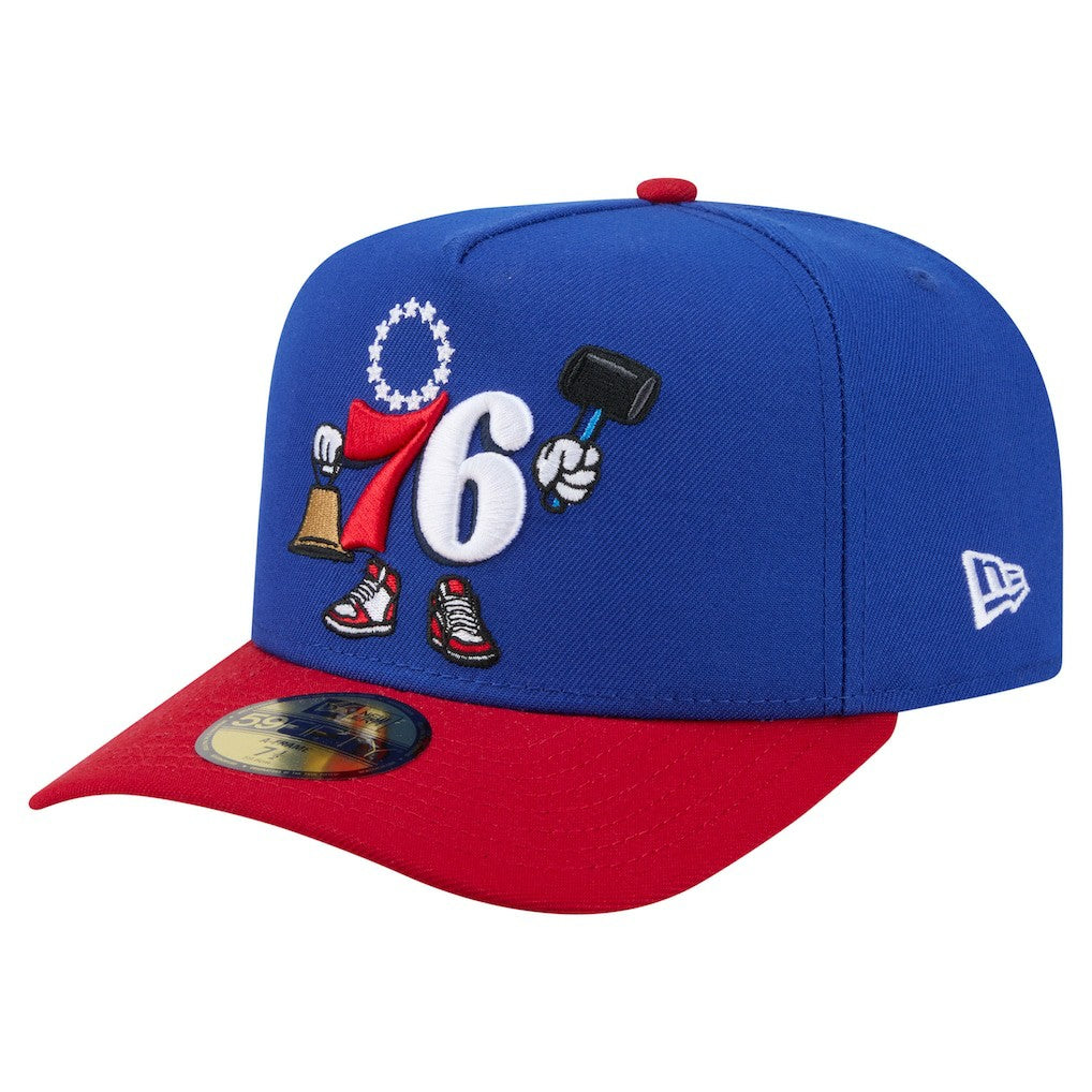 Philadelphia 76ers Injection Cartoon Logo A-Frame 59FIFTY Fitted Hat Blue - New Era outlet