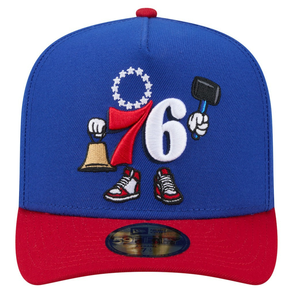 Philadelphia 76ers Injection Cartoon Logo A-Frame 59FIFTY Fitted Hat Blue - New Era outlet