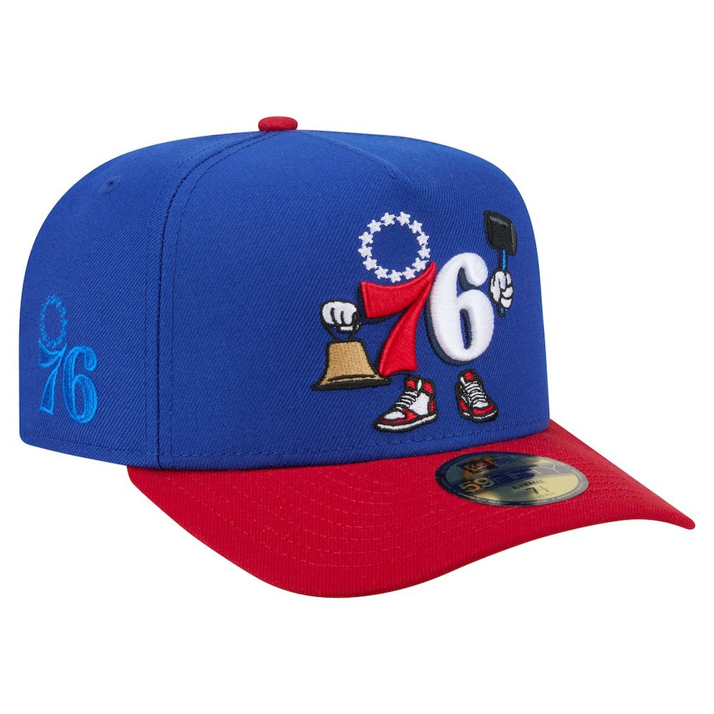 Philadelphia 76ers Injection Cartoon Logo A-Frame 59FIFTY Fitted Hat Blue - New Era outlet