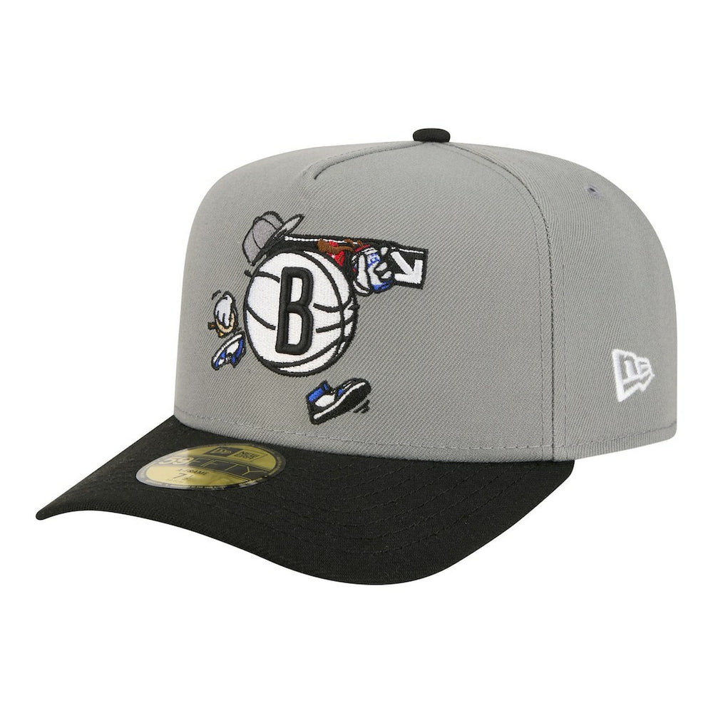 Brooklyn Nets Injection Cartoon Logo A-Frame 59FIFTY Fitted Hat Gray - New Era outlet