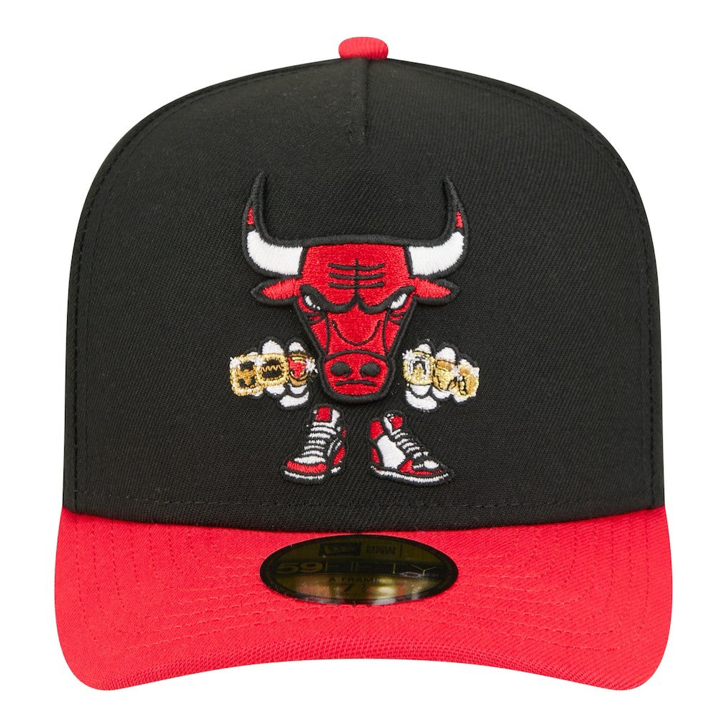 Chicago Bulls Injection Cartoon Logo A-Frame 59FIFTY Fitted Hat Black - New Era