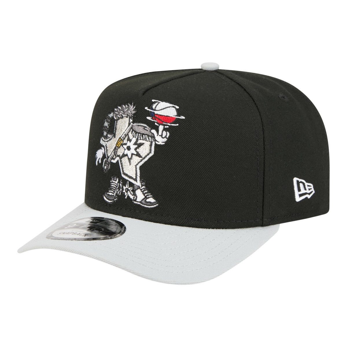 San Antonio Spurs Injection Cartoon Logo A-Frame 9FIFTY Adjustable Hat Black - New Era
