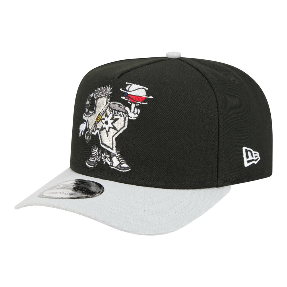 San Antonio Spurs Injection Cartoon Logo A-Frame 9FIFTY Adjustable Hat Black - New Era
