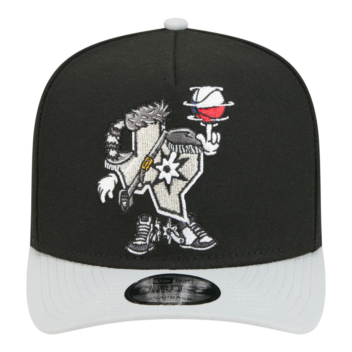 San Antonio Spurs Injection Cartoon Logo A-Frame 9FIFTY Adjustable Hat Black - New Era