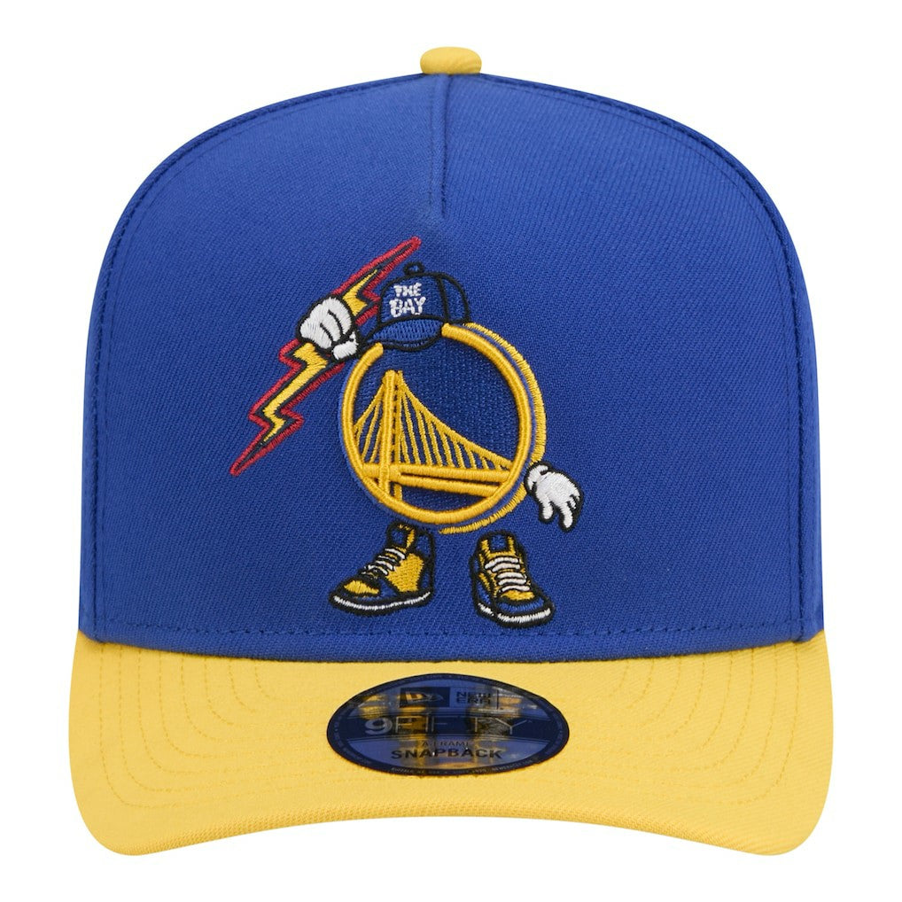 Golden State Warriors Injection Cartoon Logo A-Frame 9FIFTY Adjustable Hat Royal - New Era
