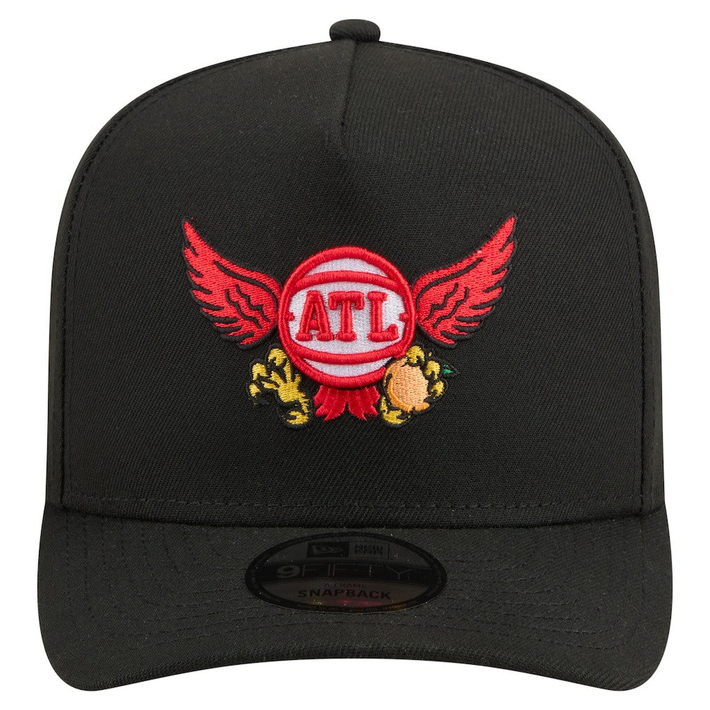 Atlanta Hawks Injection Cartoon Logo A-Frame 9FIFTY Adjustable Hat Black - New Era