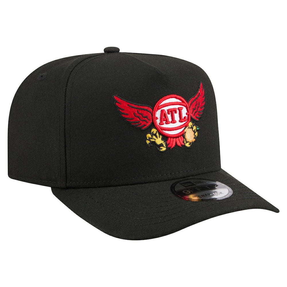 Atlanta Hawks Injection Cartoon Logo A-Frame 9FIFTY Adjustable Hat Black - New Era