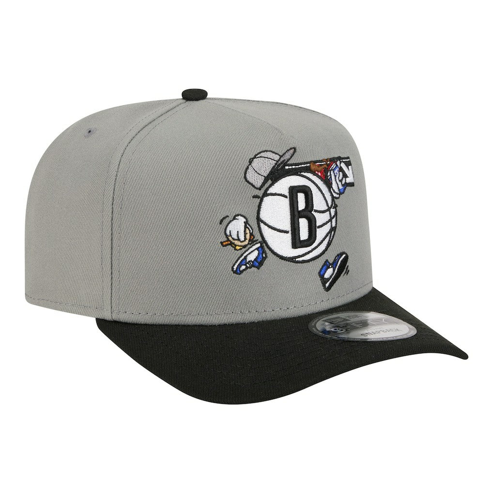 Brooklyn Nets Injection Cartoon Logo A-Frame 9FIFTY Adjustable Hat Gray - New Era