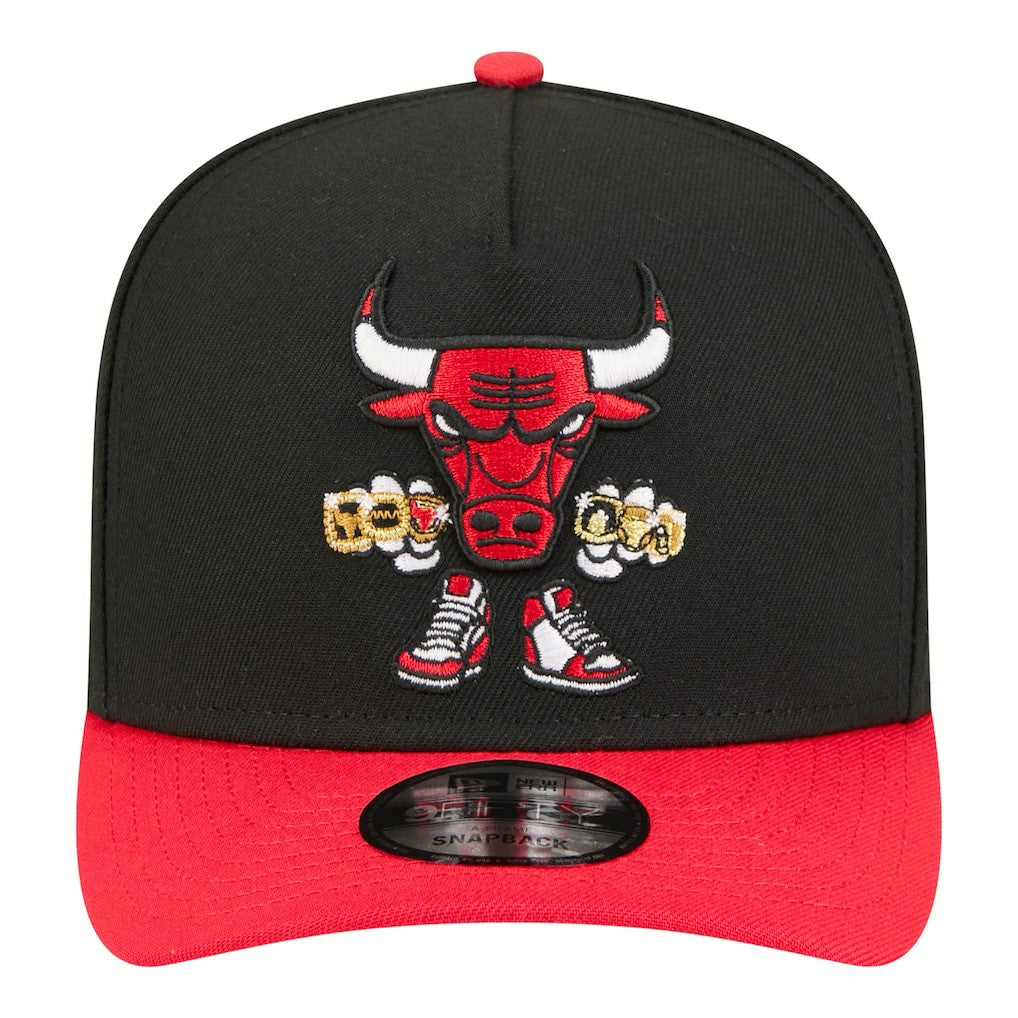 Chicago Bulls Injection Cartoon Logo A-Frame 9FIFTY Adjustable Hat Black - New Era