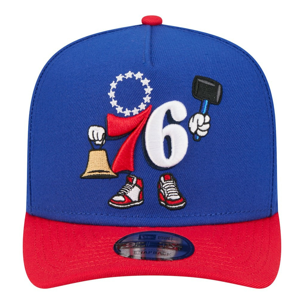Philadelphia 76ers Injection Cartoon Logo A-Frame 9FIFTY Adjustable Hat Royal - New Era
