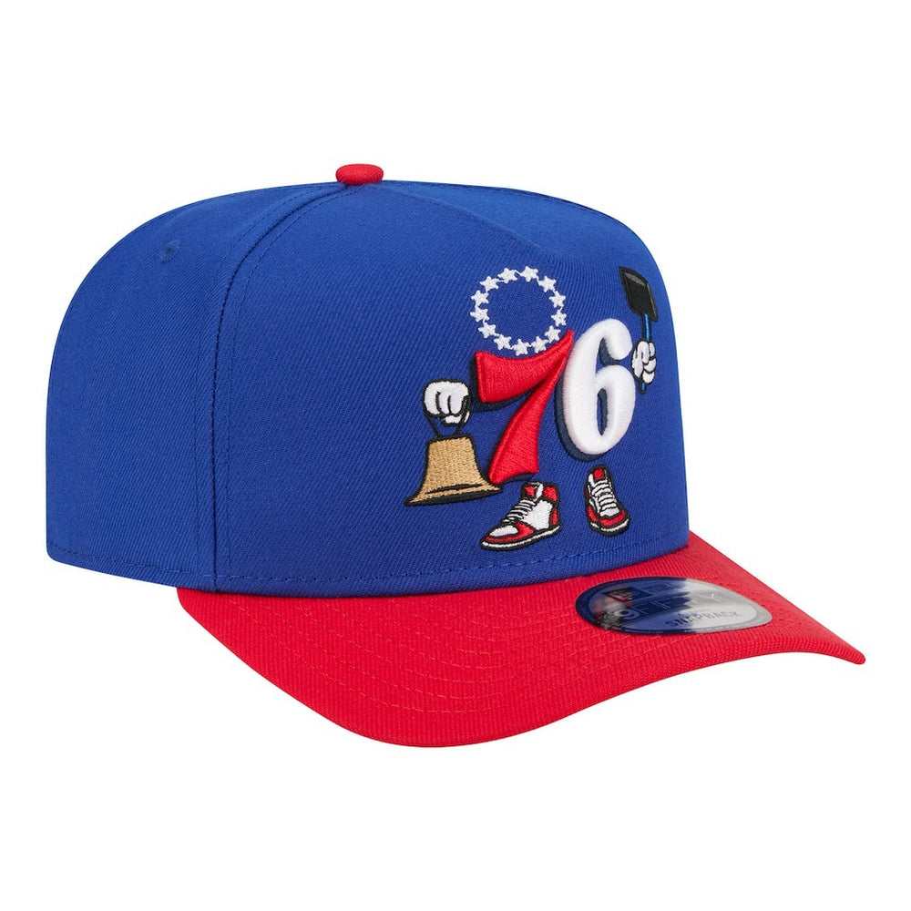 Philadelphia 76ers Injection Cartoon Logo A-Frame 9FIFTY Adjustable Hat Royal - New Era