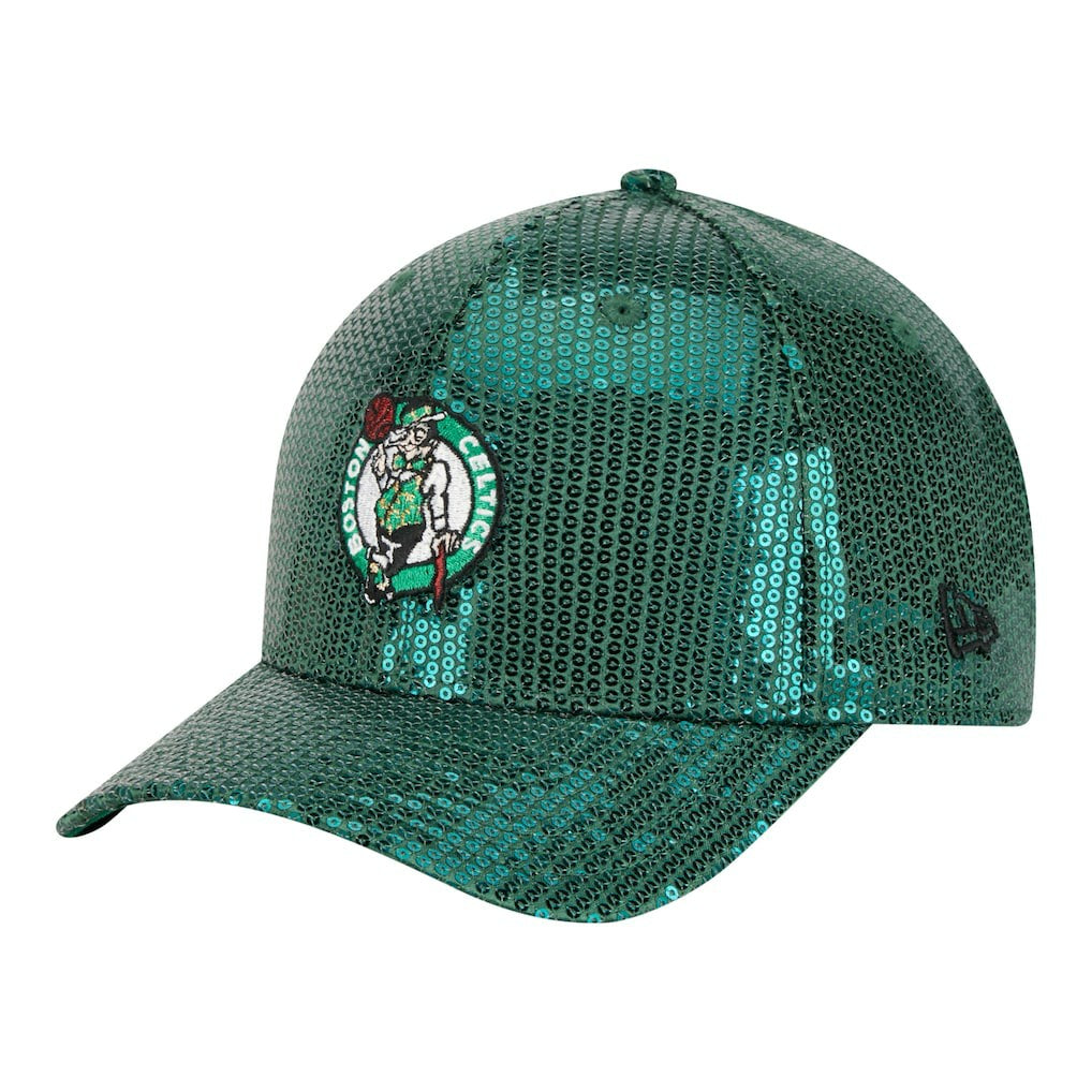 Boston Celtics Women's Sequin M-Crown 9FORTY Adjustable Hat Kelly Green - New Era