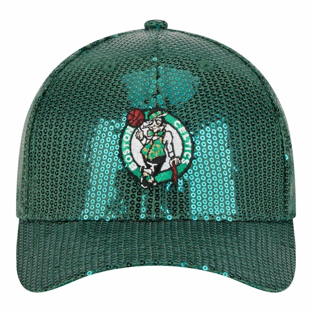 Boston Celtics Women's Sequin M-Crown 9FORTY Adjustable Hat Kelly Green - New Era