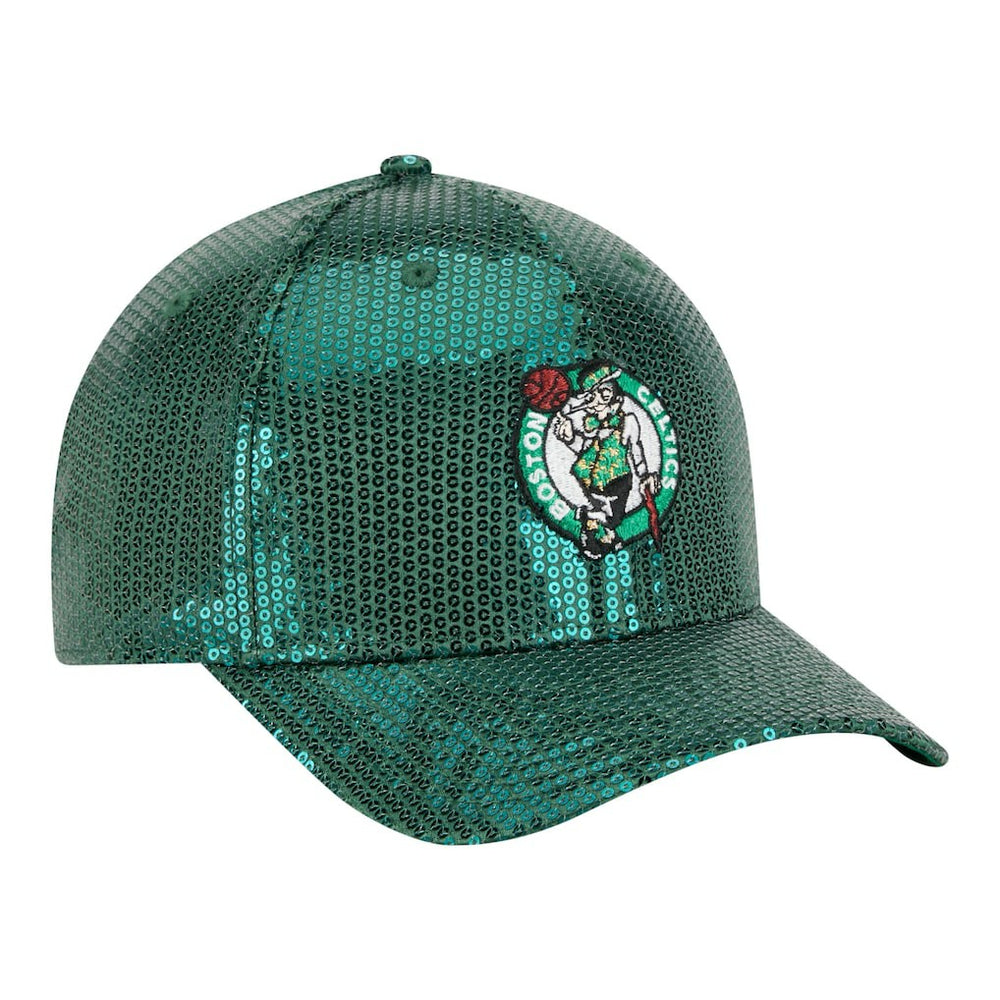 Boston Celtics Women's Sequin M-Crown 9FORTY Adjustable Hat Kelly Green - New Era