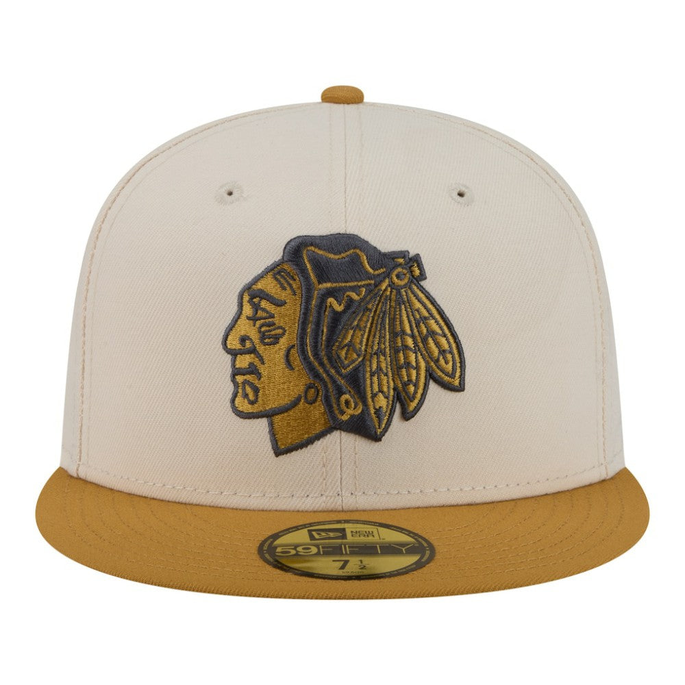 Chicago Blackhawks New Era Colorpack Two-Tone 59FIFTY Fitted Hat - Cream/Tan | US 203294177