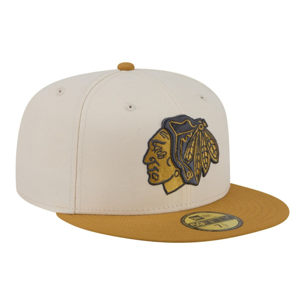 Chicago Blackhawks New Era Colorpack Two-Tone 59FIFTY Fitted Hat - Cream/Tan | US 203294177