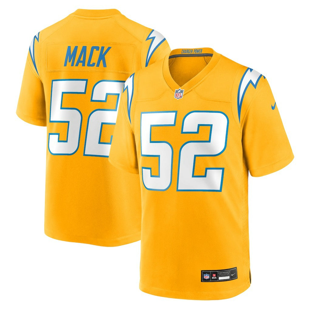Khalil Mack Los Angeles Chargers Alternate Charger Power Game Player Jersey - Gold Jerseys