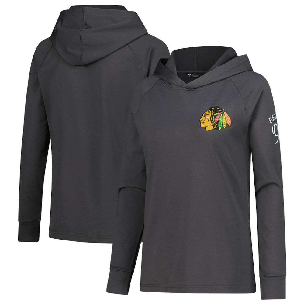 Connor Bedard Chicago Blackhawks Levelwear Women's Impression Name & Number Raglan Hoodie - Charcoal | US 203294810