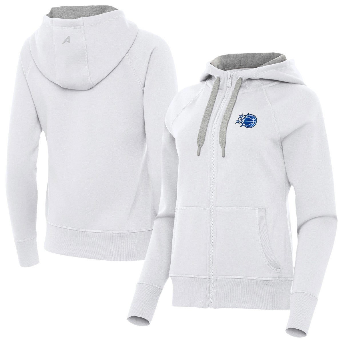 Orlando Magic Antigua Women's New Logo Victory Full-Zip Hooded Sweatshirt White