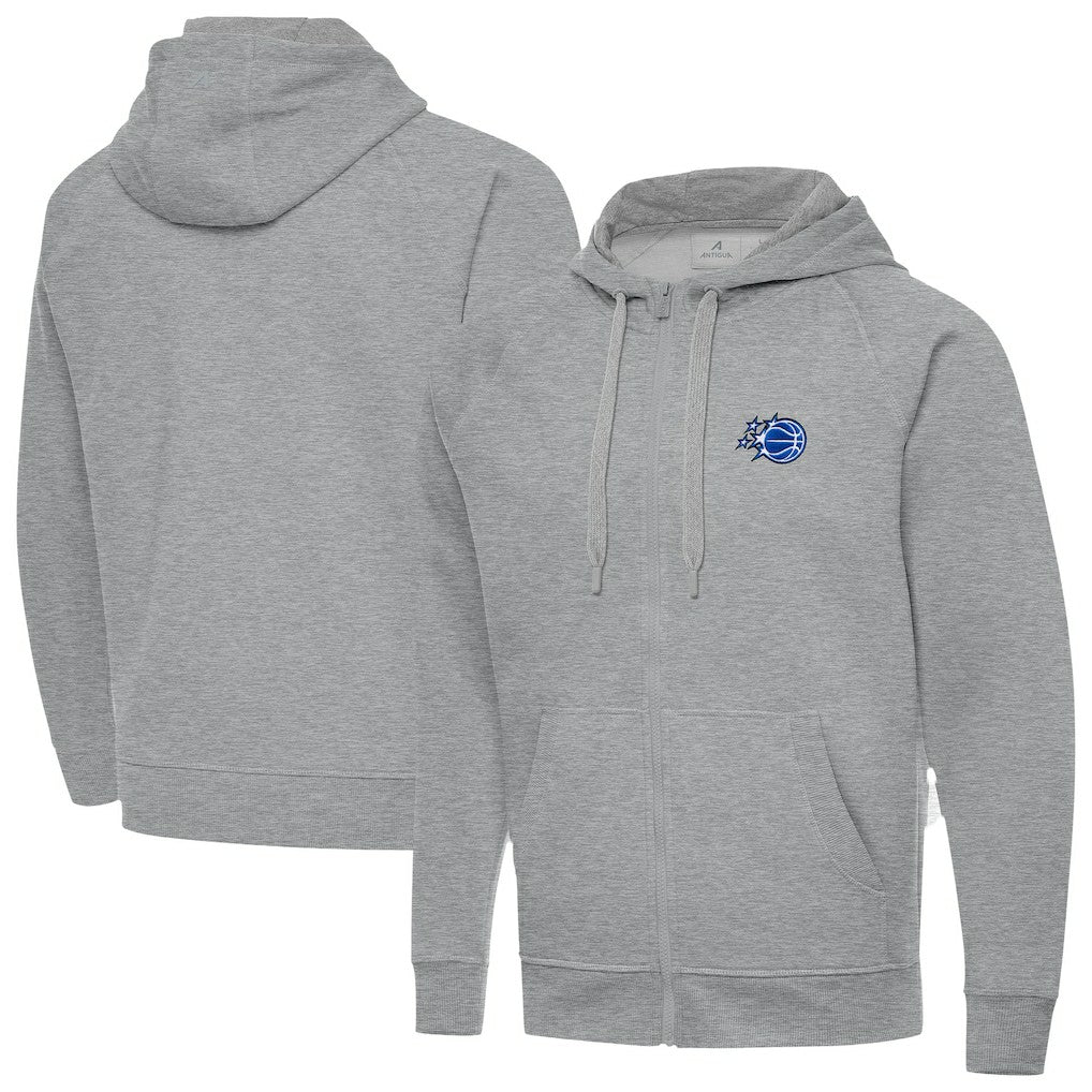 Orlando Magic Antigua New Logo Tall Victory Full-Zip Hooded Sweatshirt Heather Gray