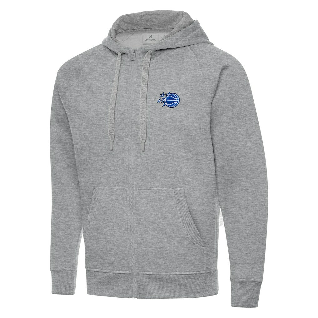 Orlando Magic Antigua New Logo Tall Victory Full-Zip Hooded Sweatshirt Heather Gray