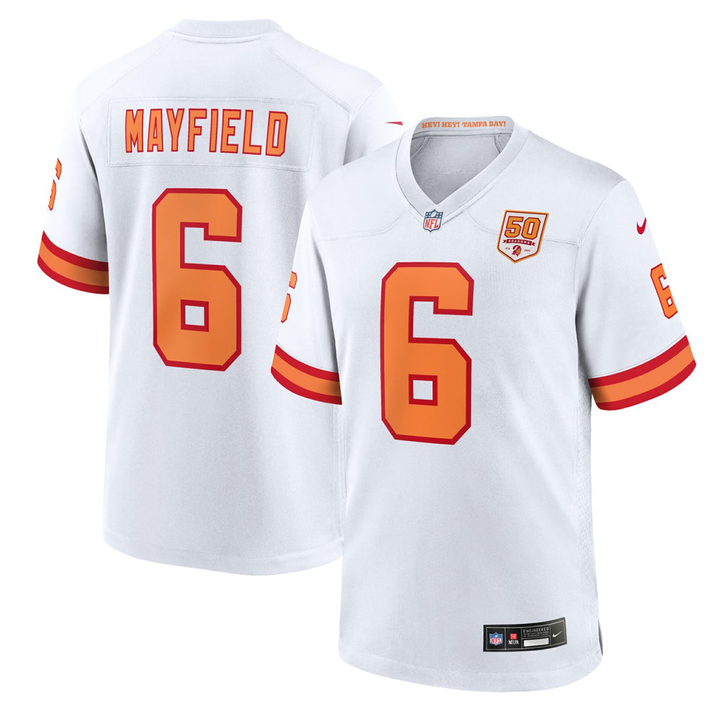 Baker Mayfield '76 Tampa Bay Buccaneers 50th Season Game Jersey - White Jerseys