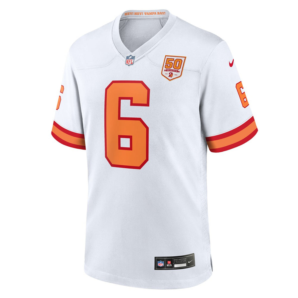 Baker Mayfield '76 Tampa Bay Buccaneers 50th Season Game Jersey - White Jerseys