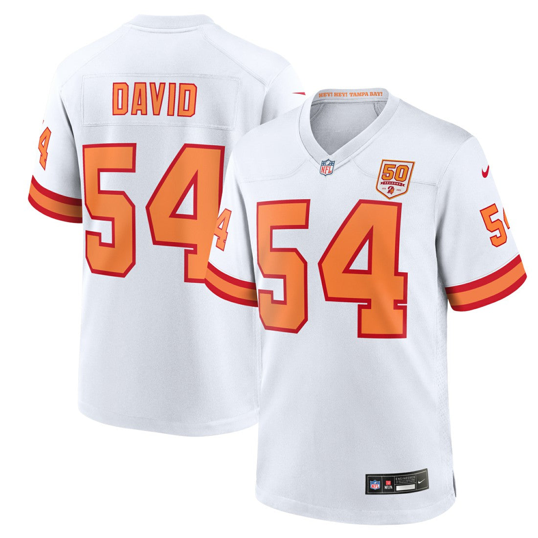 Lavonte David '76 Tampa Bay Buccaneers 50th Season Game Jersey - White Jerseys