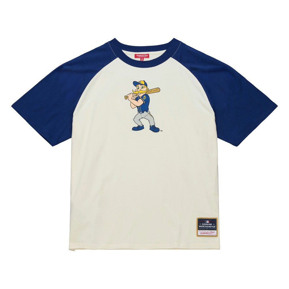 Milwaukee Brewers Mitchell & Ness Women's Boyfriend Raglan T-Shirt - Cream T-shirts