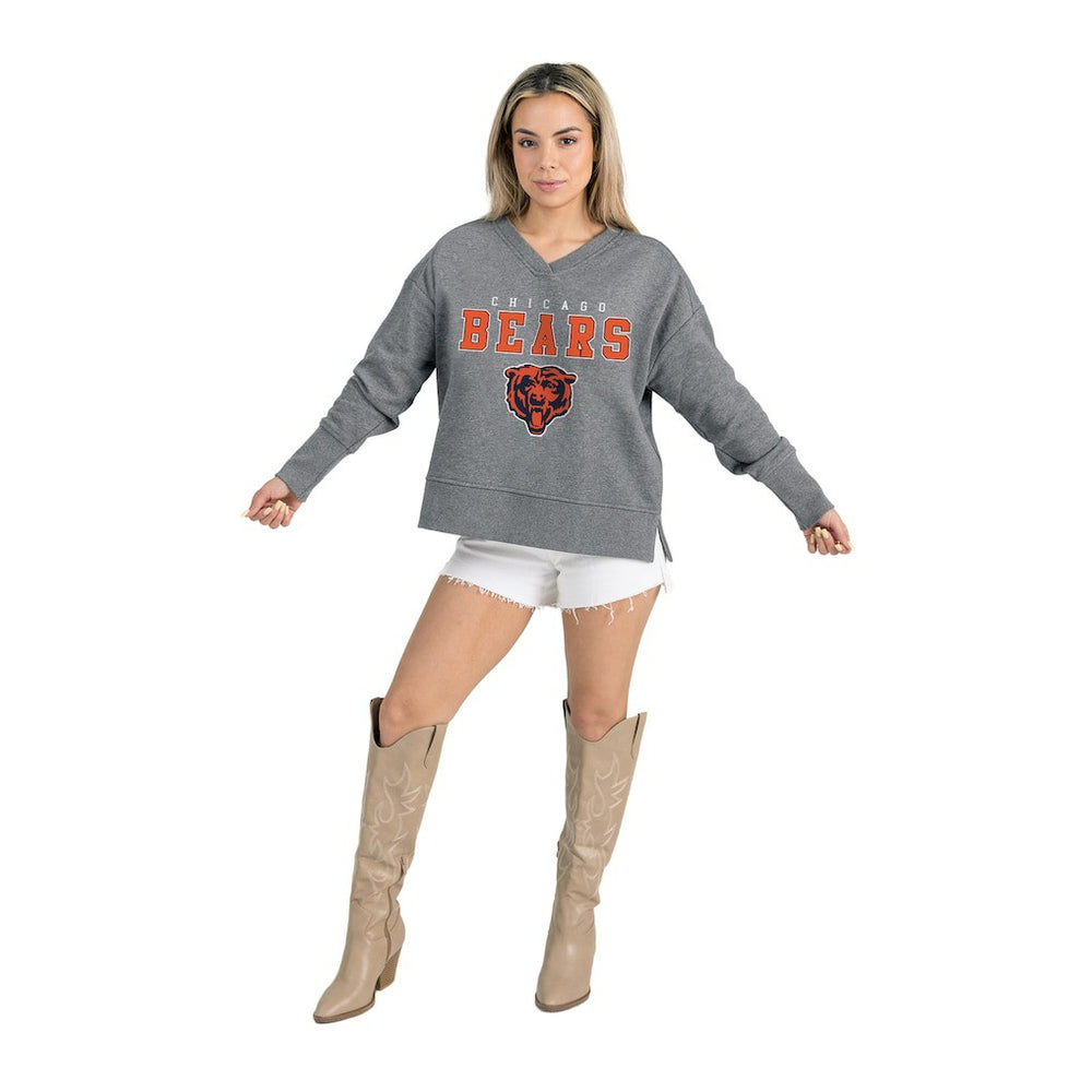 Chicago Bears Gameday Couture Women's French Terry V-Neck Pullover Sweatshirt - Gray Pullover