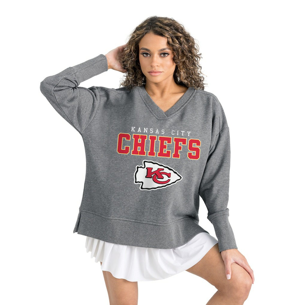 Kansas City Chiefs Gameday Couture Women's French Terry V-Neck Pullover Sweatshirt - Gray Pullover