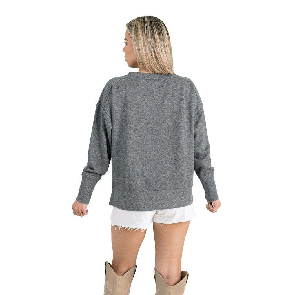 Miami Dolphins Gameday Couture Women's French Terry V-Neck Pullover Sweatshirt - Gray Pullover