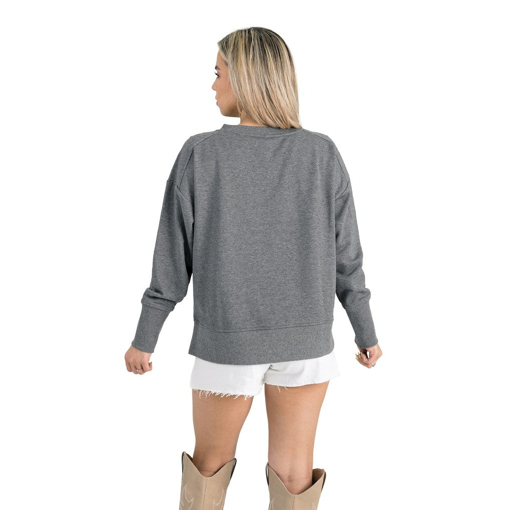 San Francisco 49ers Gameday Couture Women's French Terry V-Neck Pullover Sweatshirt - Gray Pullover
