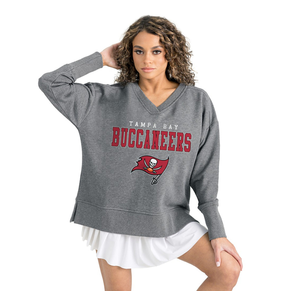 Tampa Bay Buccaneers Gameday Couture Women's French Terry V-Neck Pullover Sweatshirt - Gray Pullover