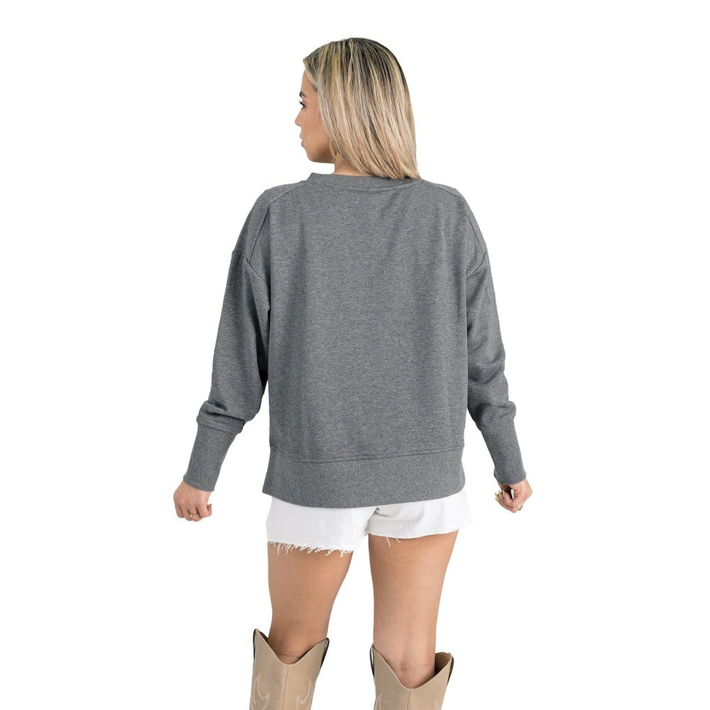 Minnesota Vikings Gameday Couture Women's French Terry V-Neck Pullover Sweatshirt - Gray Pullover