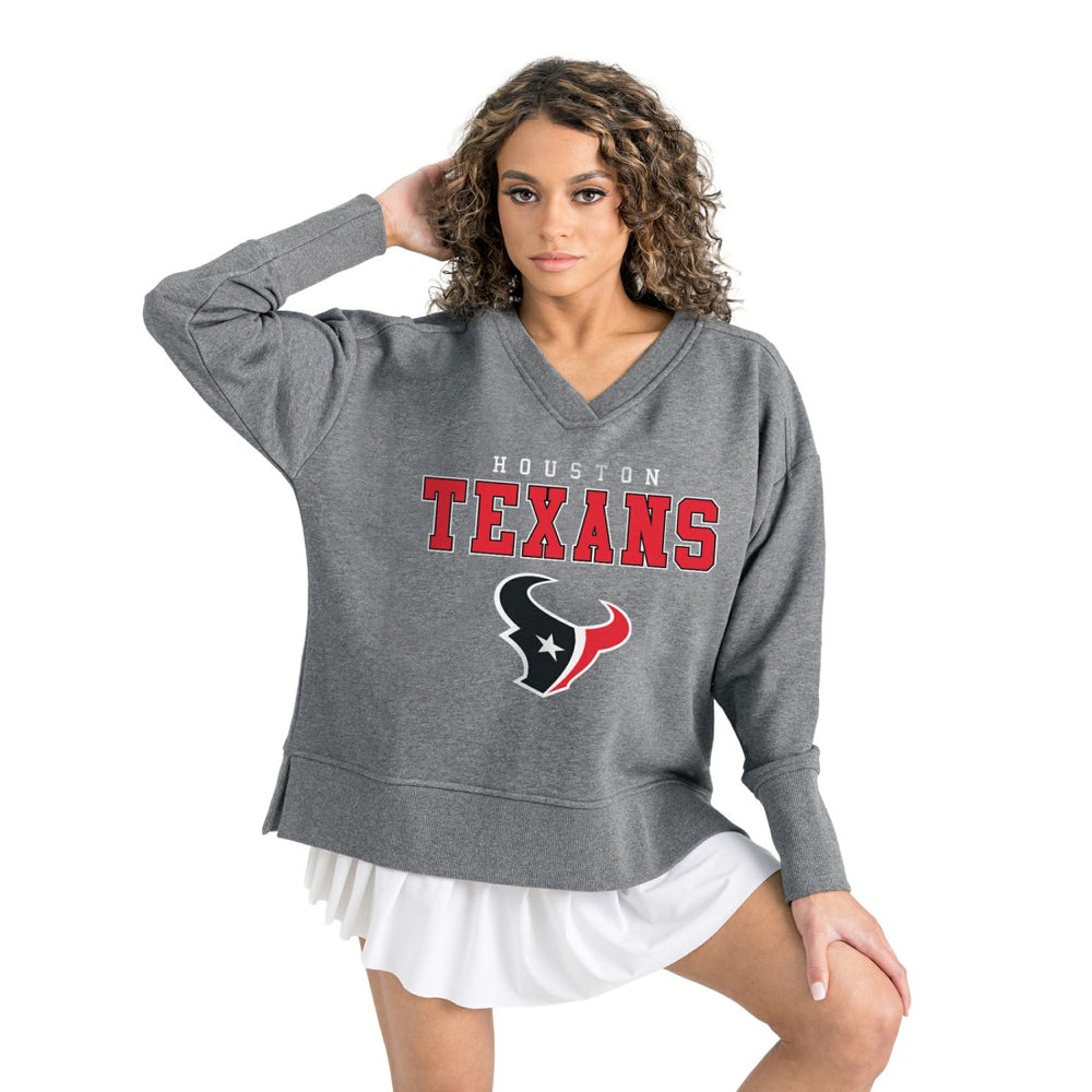 Houston Texans Gameday Couture Women's French Terry V-Neck Pullover Sweatshirt - Gray Pullover