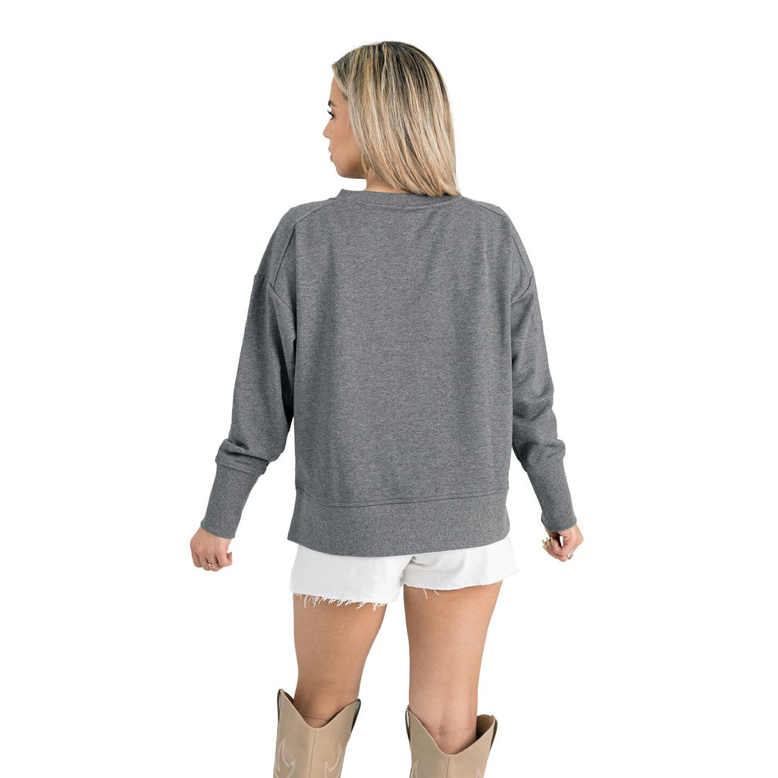 Green Bay Packers Gameday Couture Women's French Terry V-Neck Pullover Sweatshirt - Gray Pullover