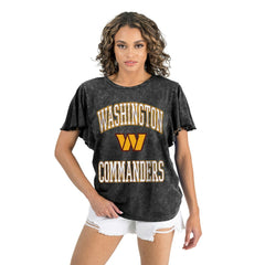 Washington Commanders Gameday Couture Women's Relaxed Flutter Sleeve T-Shirt - Black T-shirts
