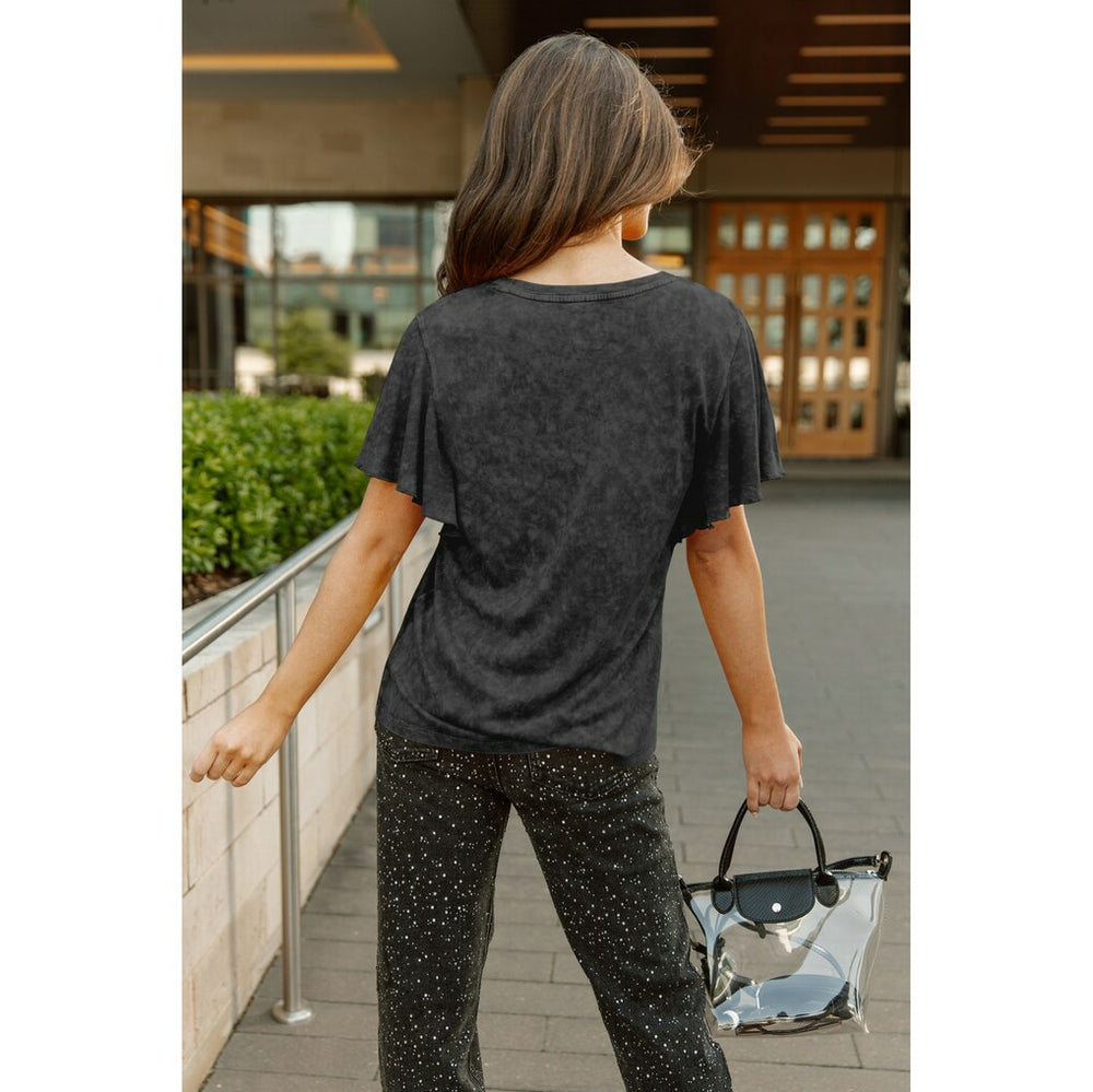 Washington Commanders Gameday Couture Women's Relaxed Flutter Sleeve T-Shirt - Black T-shirts