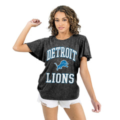 Detroit Lions Gameday Couture Women's Relaxed Flutter Sleeve T-Shirt - Black T-shirts