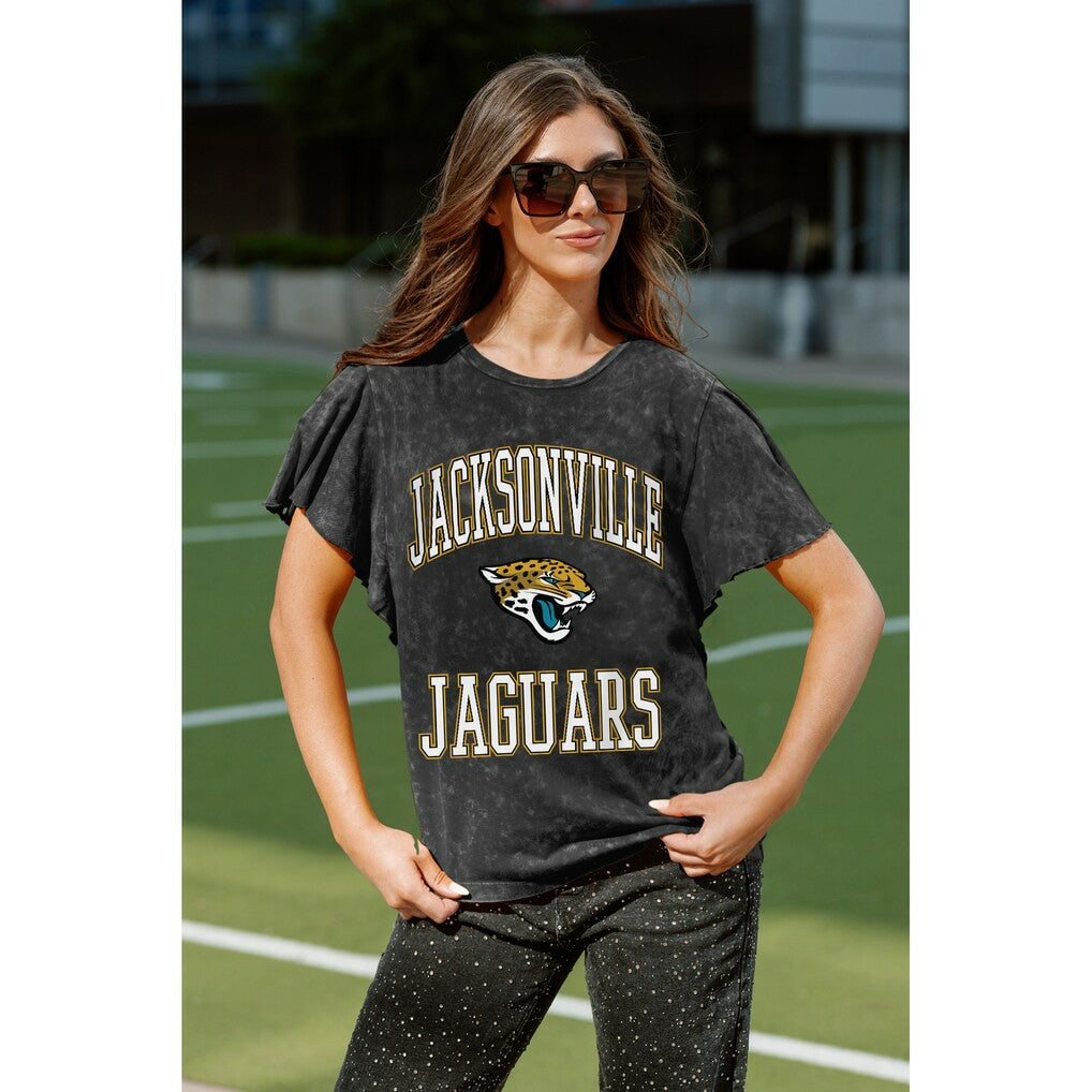 Jacksonville Jaguars Gameday Couture Women's Relaxed Flutter Sleeve T-Shirt - Black T-shirts