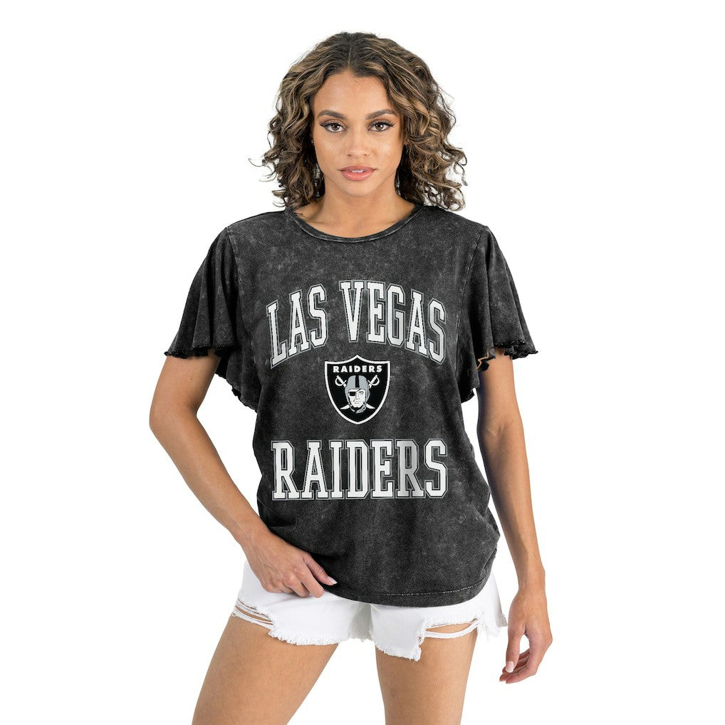 Las Vegas Raiders Gameday Couture Women's Relaxed Flutter Sleeve T-Shirt - Black T-shirts