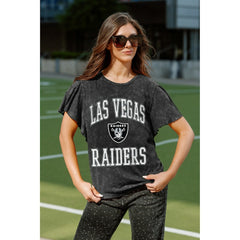 Las Vegas Raiders Gameday Couture Women's Relaxed Flutter Sleeve T-Shirt - Black T-shirts