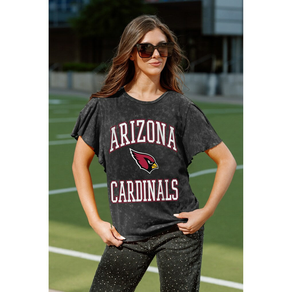 Arizona Cardinals Gameday Couture Women's Relaxed Flutter Sleeve T-Shirt - Black T-shirts